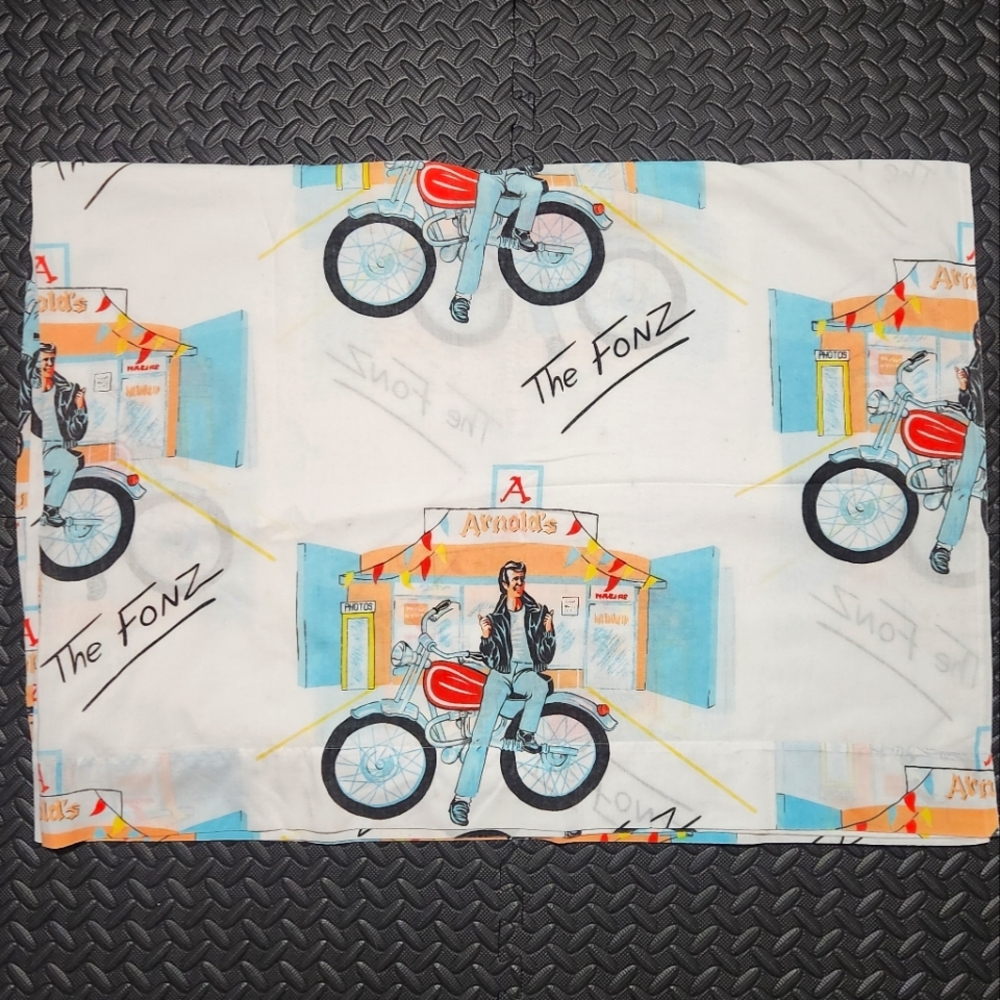 Vintage 70's The Fonz Twin Flat Sheet Fonzie Happy Days Henry Winkler Motorcycle